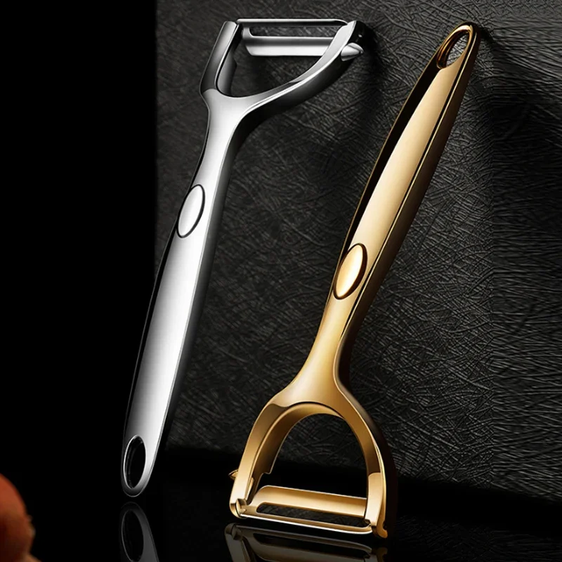 ゴールデン野菜の皮むき器 ジャガイモ ニンジンの皮むき器 ステンレス鋼の皮むき器 人間工学に基づいた滑り止めハンドルと鋭い刃のキッチンツール