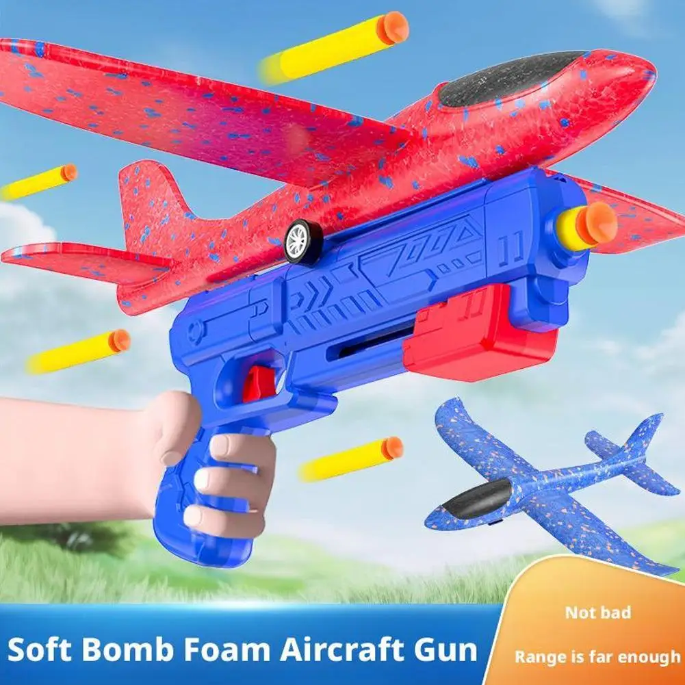 야외 게임 어린이 글라이더 비행 던지기 폼 비행기 슈팅 건, 캐터펄트 비행기 발사기 장난감, 어린이용 슈팅 장난감