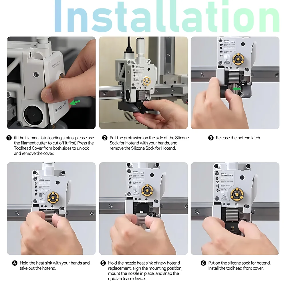 Bambulab A1 Mini Hotend Kit A1 Druckkopf Hot End Extruder Upgrade Edelstahl Hotend Vollmetall Silber für Bambu Lab Drucker – Detail 7