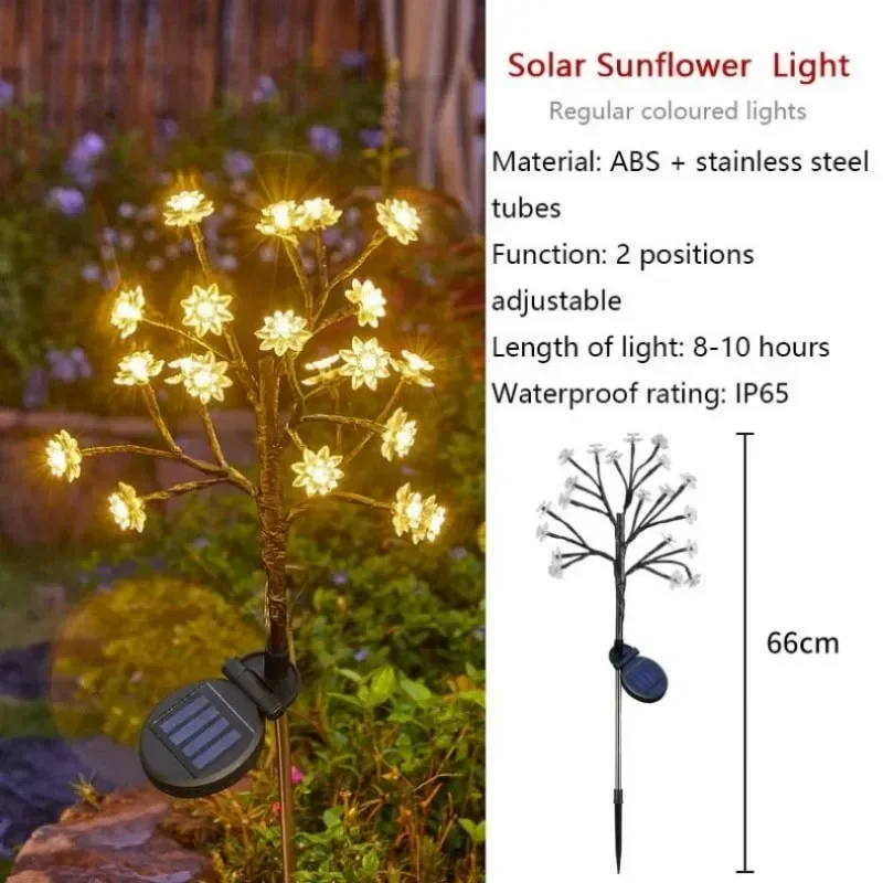 Lampes solaires multicolores à LED, prise de terre, étanche, sans fleur, jardin, pelouse, extérieur, nouveau, 2024