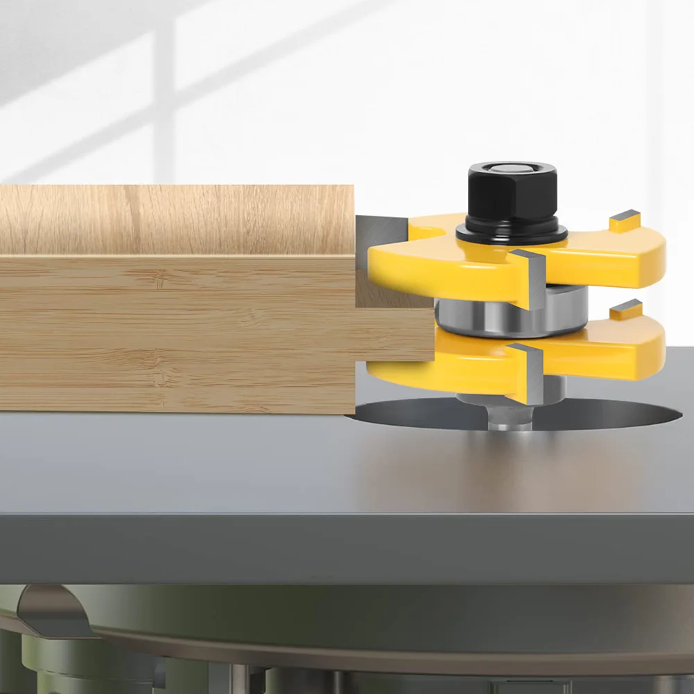 JRDS 3 Teeth T-type Joint Router Bit 8mm Shank Wood Floor Splicing Milling Cutter Tongue and Groove Woodworking Tool