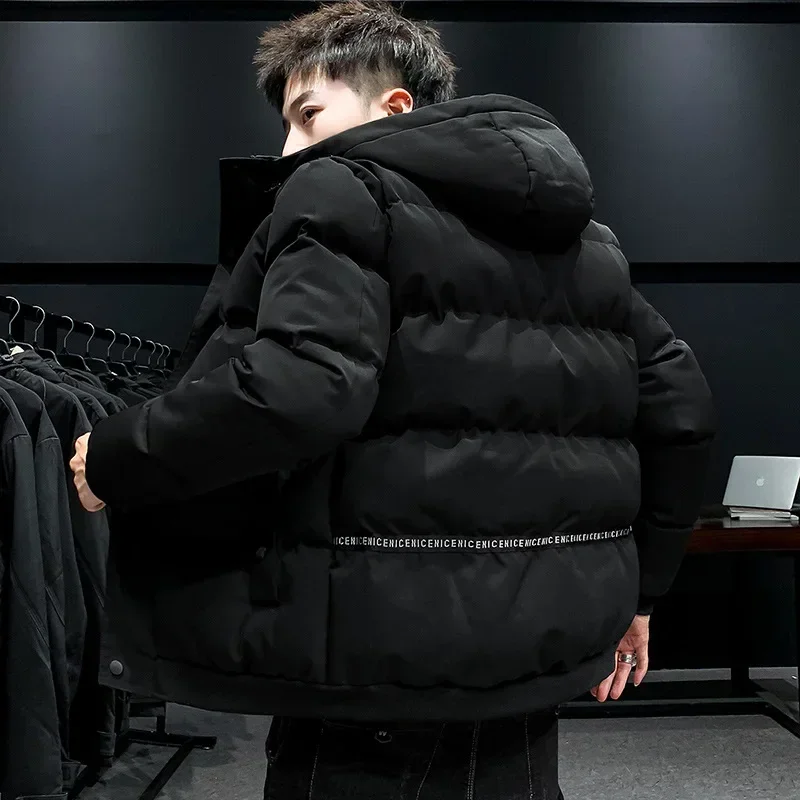 Parkas casual com capuz masculino, Casacos grossos, casacos blusão, jaqueta coreana, roupa de inverno, nova marca, 2021