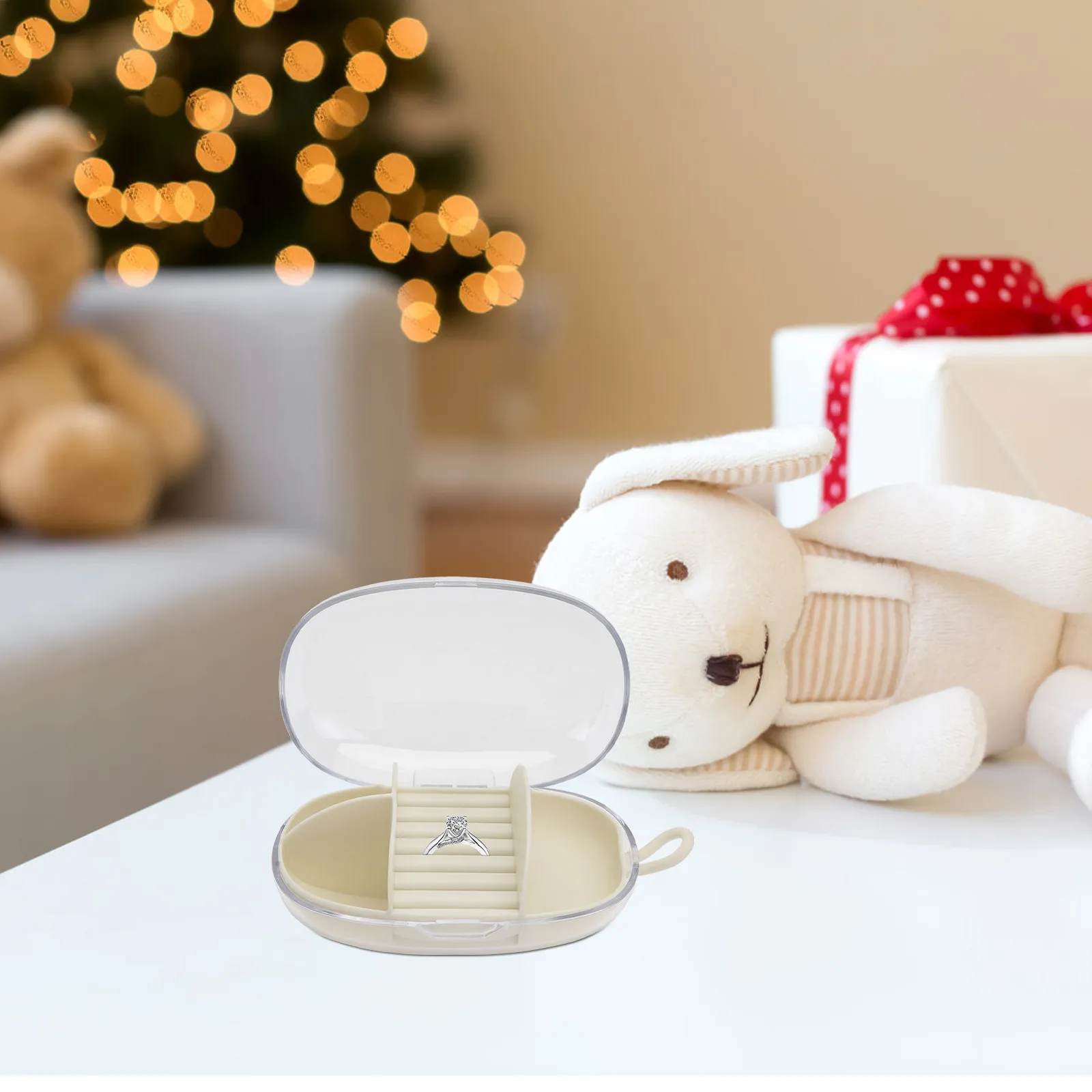 1Pcs Elegant Simple Jewelry Box Transparent Lid Small Delicate Portable Storage Case for Rings Necklaces Earrings Travel Daily