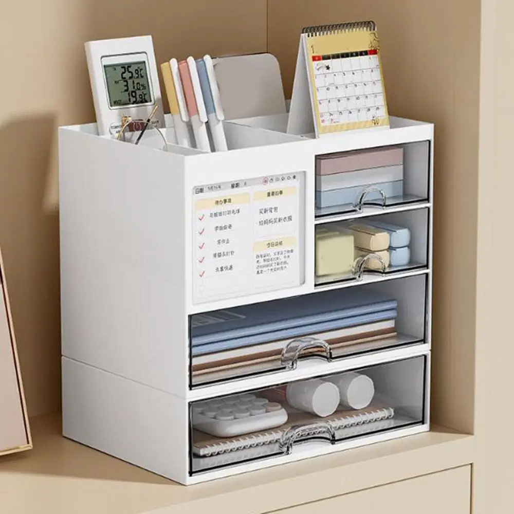 

Plastic Drawer Storage Box Reasonable Partition Space Saving Desk Organizer with Sliding Drawer Large Capacity Pen Holder School
