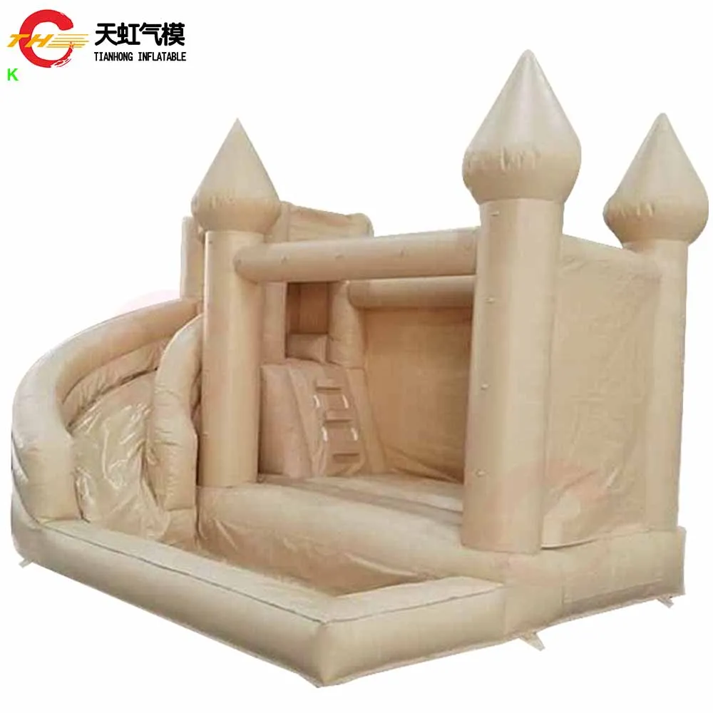 Videur gonflable blanc avec piscine à balles, jeu de carnaval gonflable Commercial, maison de rebond, amusant en plein air avec souffleur, livraison rapide