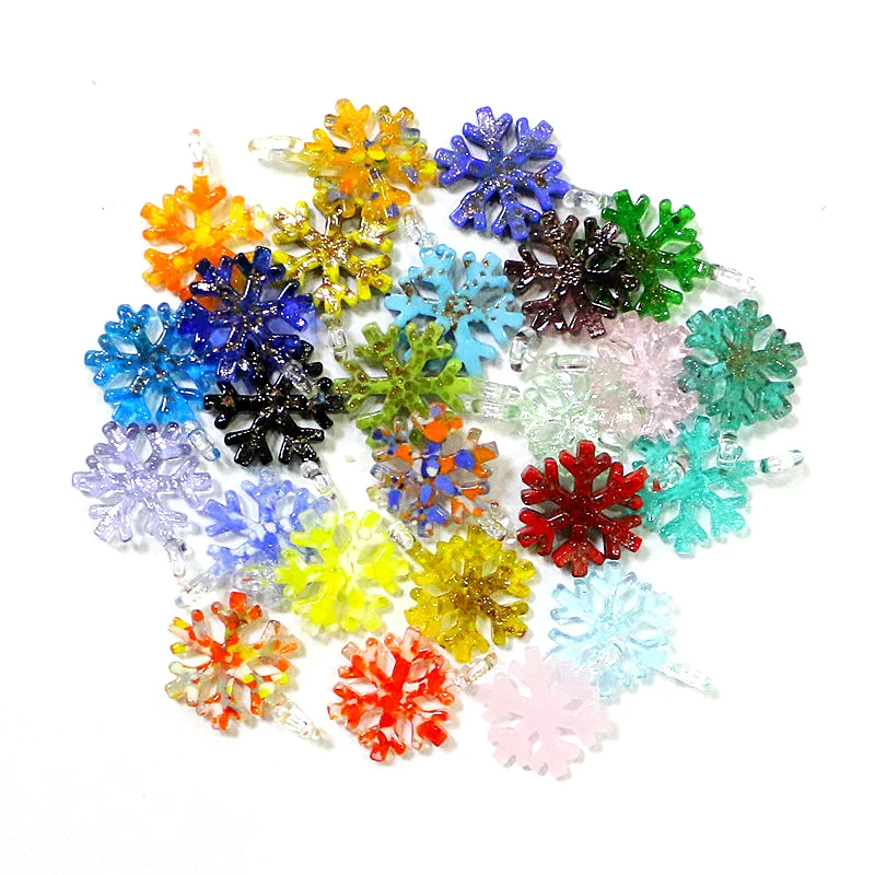 

6pcs Cute Mini Snowflake Charms Glass Pendant Christmas Party Decoration Supplies DIY Fashion Women's Jewelry Making Accessories