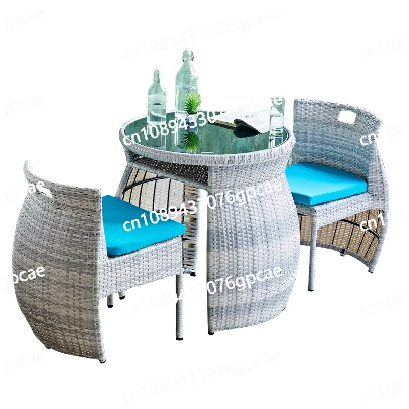 Combination Leisure Area Small Apartment B & B Living Room Apartment Outdoor Rattan Chair Outdoor Tea Table Three-piece Set