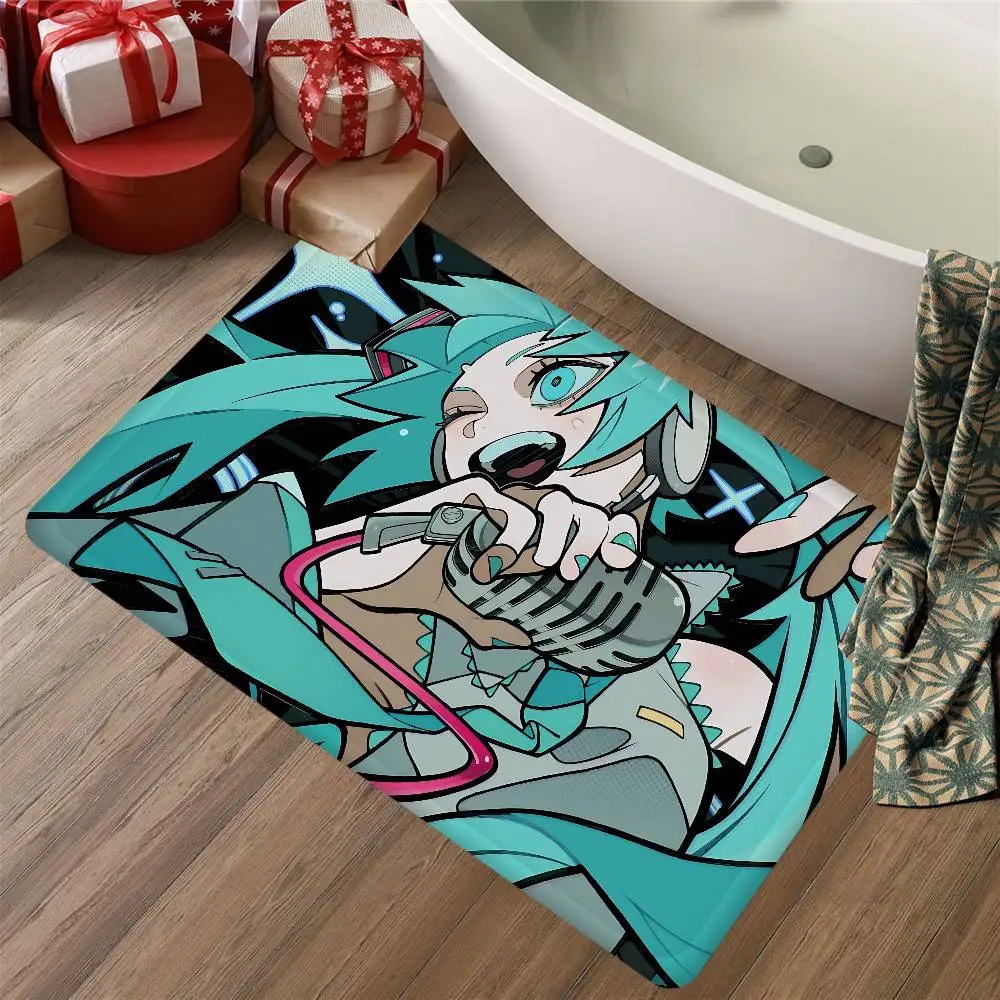 Virtual Singer M-Miku Beautiful Floor Mat INS Style Soft Bedroom Floor House Laundry Room Mat Anti-skid Household Carpets