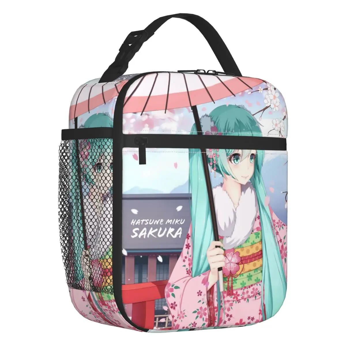 カスタム初音ミク-vocaloid-ロックアニメポータブルランチボックス女性用防水クーラーサーマルフードランチバッグ学校学生