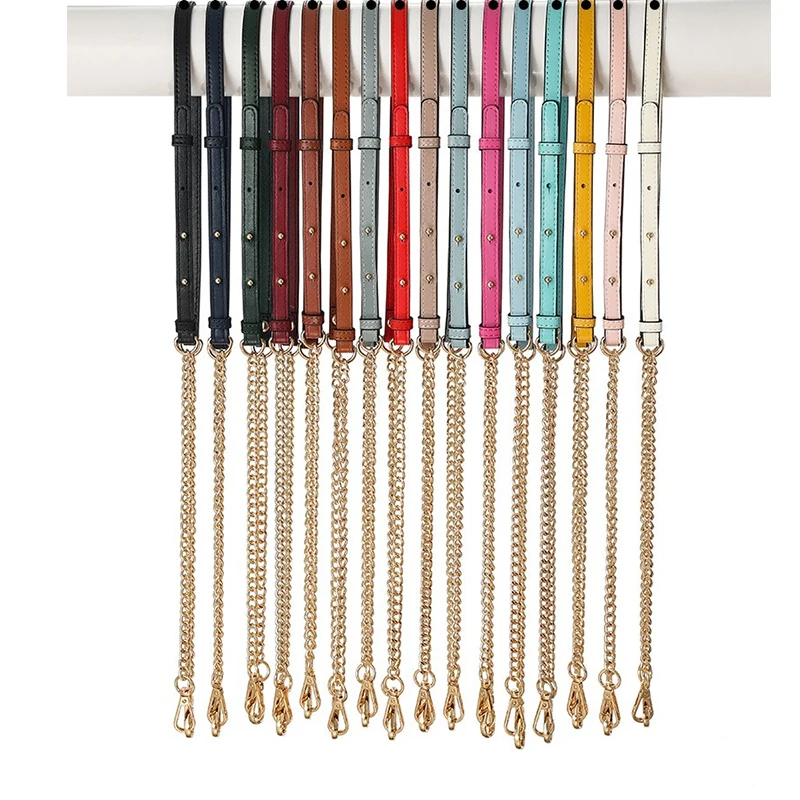 

Adjustable Leather Straps Metal Chain Crossbody Bag Straps Plain Leather Shoulder Strap Split Leather Handbag Strap Replacement