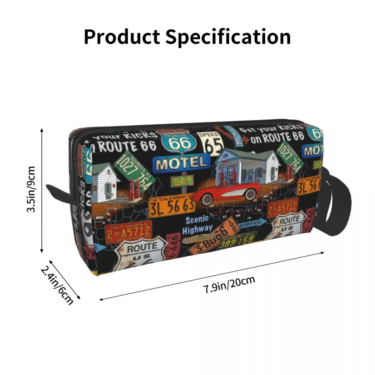 Vintage America Road Route 66 Makeup Bag Women Travel Cosmetic Organizer Cute Storage Toiletry Bags