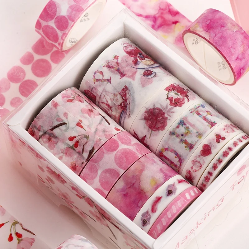 10 pz/set Set di nastri decorativi Kawaii Washi adesivi di carta giapponesi fornitura di Scrapbooking di cancelleria giapponese