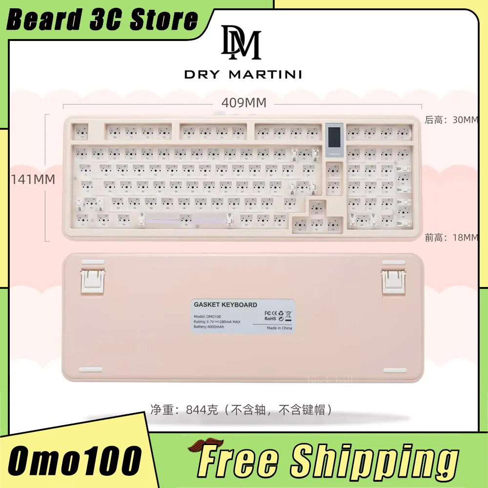 Dry Martini Omo100 Keyboard Kit Usb/2.4g/Bluetooth 3mode Wireless Keyboard Kit 98keys Rgb Hot Swap Backlight Keyboard Kit Custom