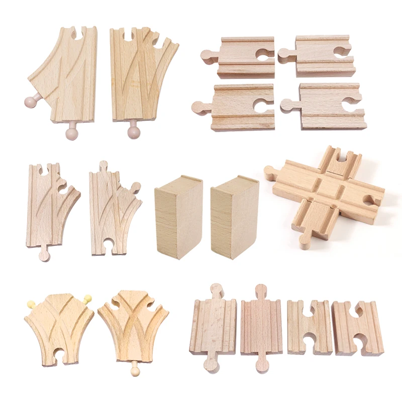 Edwone Wood Small Track Train Toy Children's Set Magnetic Wood Track Train Bulk Accessories Track Boy Gift X12