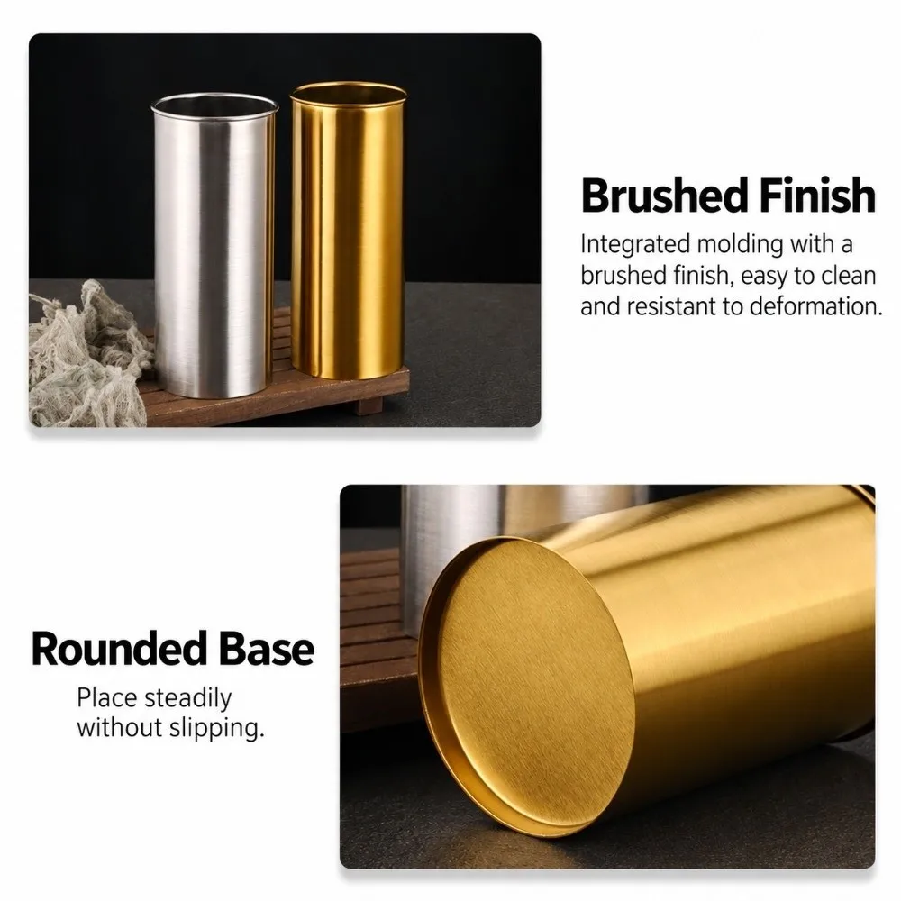 Korean Stainless Steel Chopsticks Tube Smooth Multi-Purpose Use Bamboo Skewer Bucket Storage Cup Utility Item