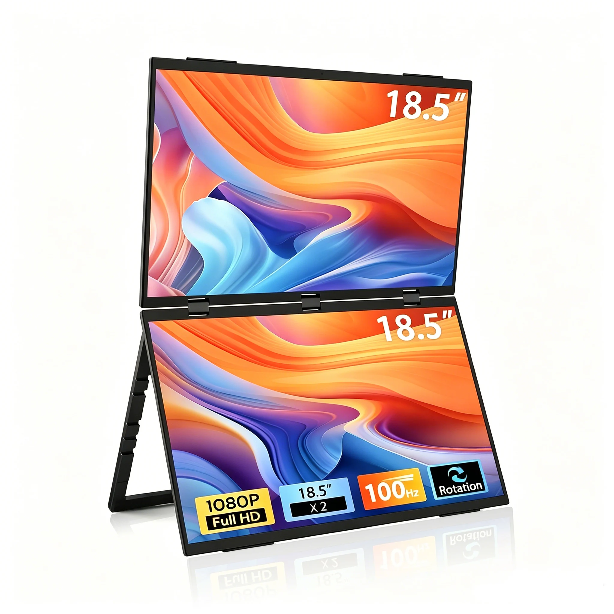 18.5 Inch 100Hz 1920*1080P FHD Dual Portable Monitor 100%sRGB IPS With Type-C Mini HDMI For Laptop Phone TV XBox  PS4/5 Mac