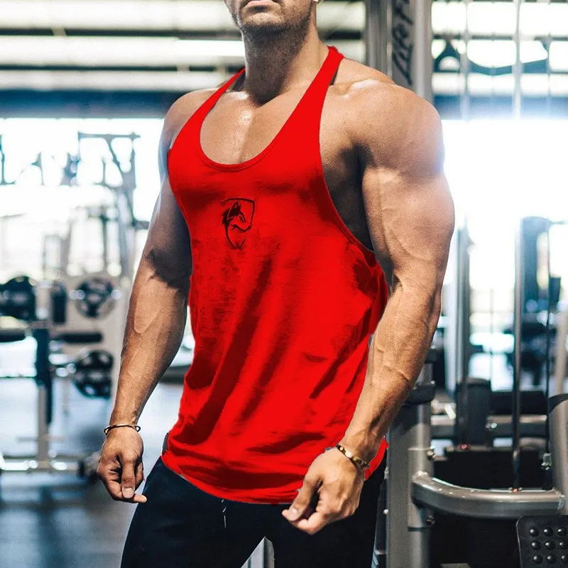 Fitness Vest Men's Summer Sweat-absorbing and Breathable Exercise Training Muscle Vest European-code Embossed Thin Belt Vest