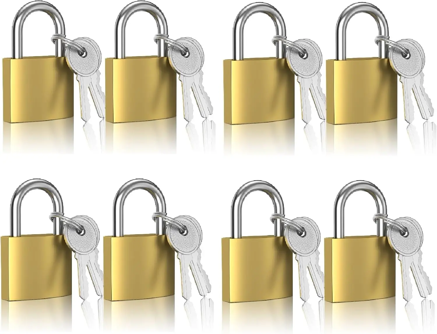 Solid Brass Padlock with Key,Small Keyed Padlocks, 20mm, Golden, Compact, D Shape, Hardened Alloy, Securing Luggage, Gym Lockers
