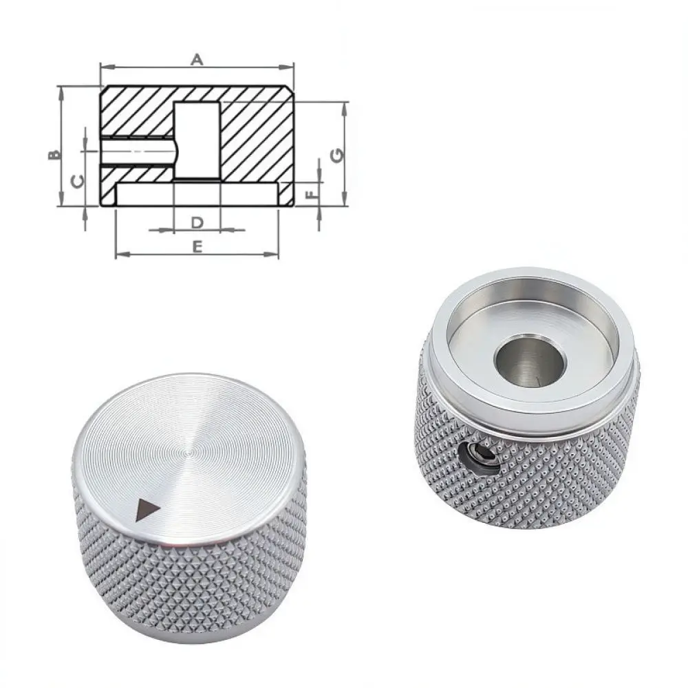 Aluminum Alloy Volume Knob 20x15.5mm Fits 6mm Shaft Hole Potentiometer Rotary Caps For Stereo Audio Electronic Hardware