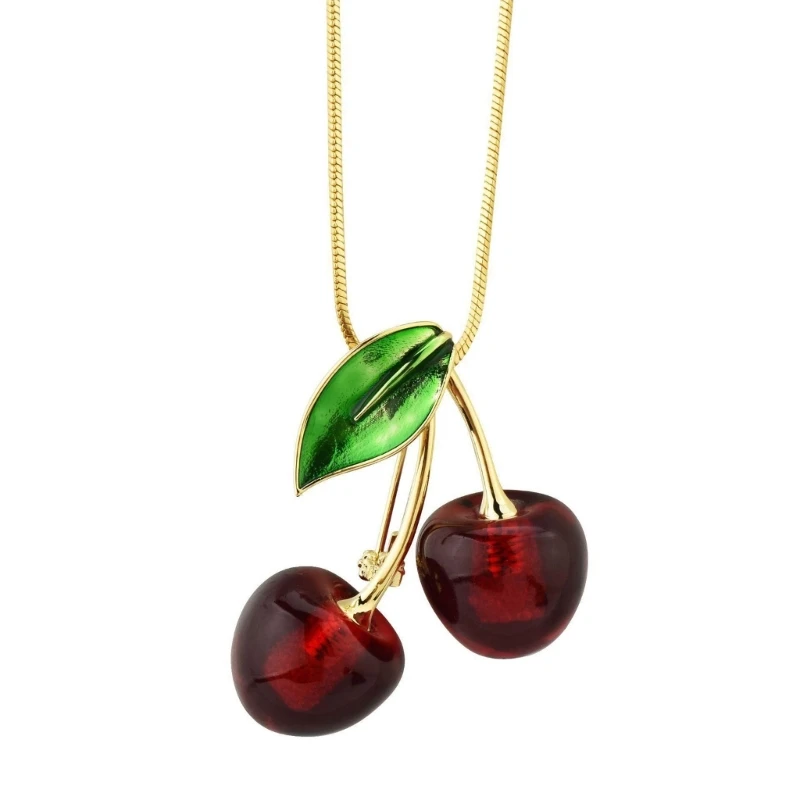 Stylish Cherry Pendant Necklaces Perfect for Casual and Party Wear Delicate Craftsmanship Chain Drop shipping