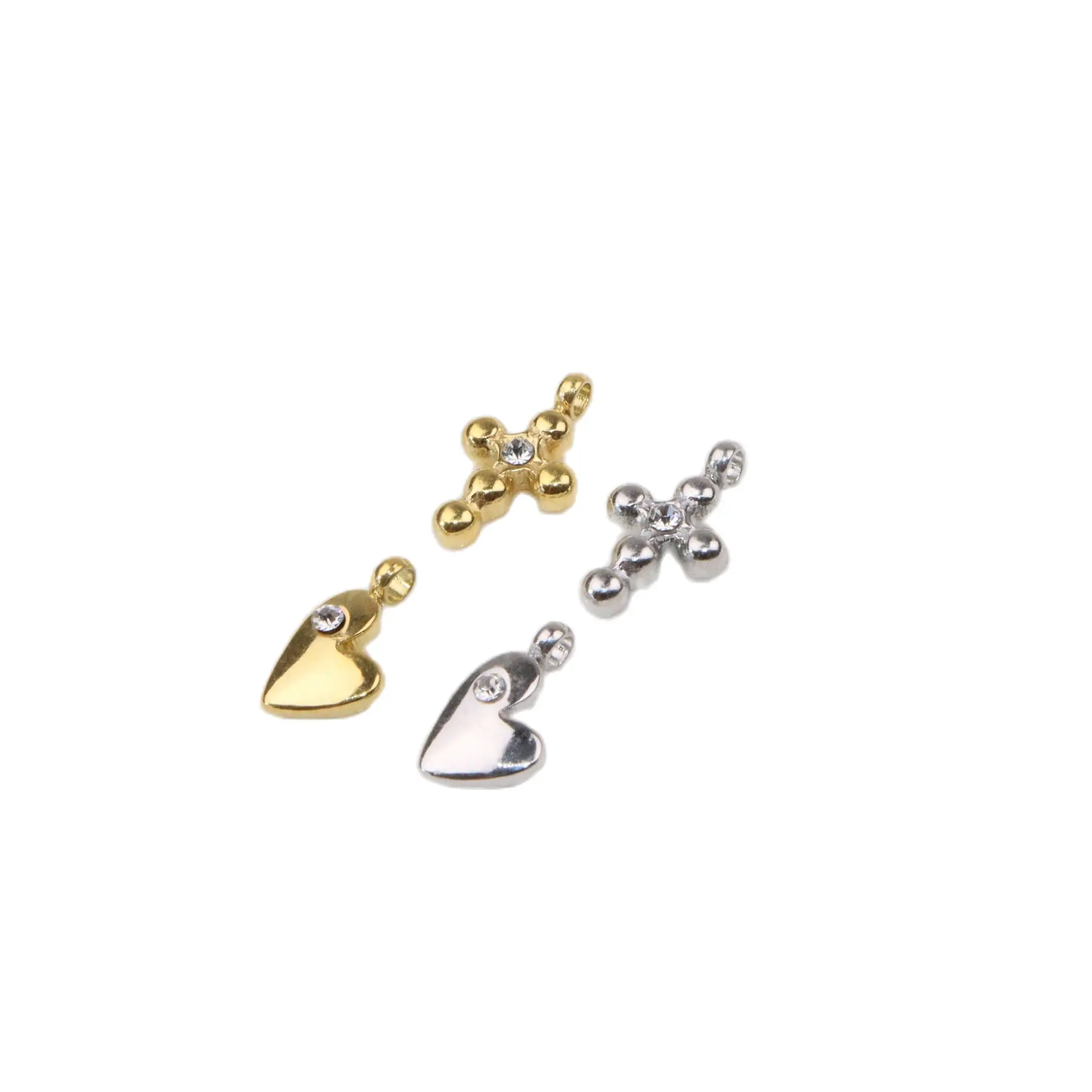 5pcs Wholesale Stainless Steel High Quality Mini Cross Fashion Jewelry Charms Girl Women\'s Antiallergic Pendant DIY Necklace