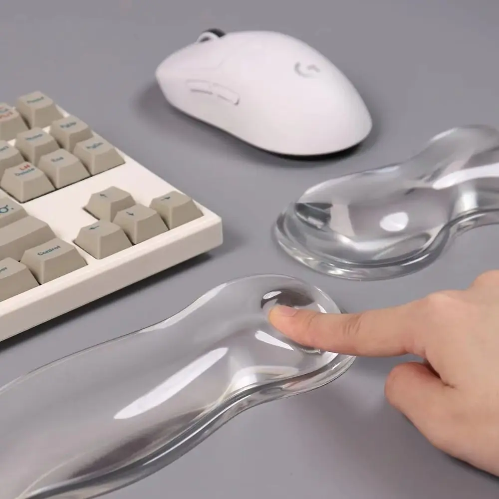 

Soft Ergonomic with Wrist Rest Mouse Pad Anti Slip Silicone Keyboard Wrist Rest Transparent Mouse Wrist Rest Office Use