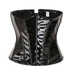 Glossy Pvc Corset Underbust Waist Cincher Bustiers Lace-up Zipper Leather Korset Body Shaper for Women Modeling Strap Shapewear
