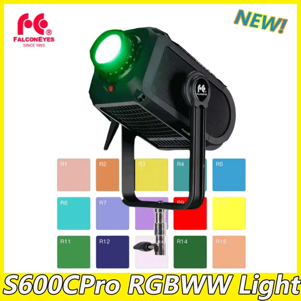 

Falconeyes S600CPro Full Color RGBWW 650W Professional Video Fill Light APP Bluetooth Led Lighting Bowens bayonet Photography