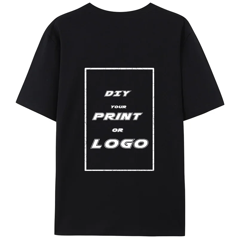 Customized 180gsm Cotton Solid T-shirts Mens Short Sleeves Fashion Brand Trend White Black Clothing Woman Products Summer Tee