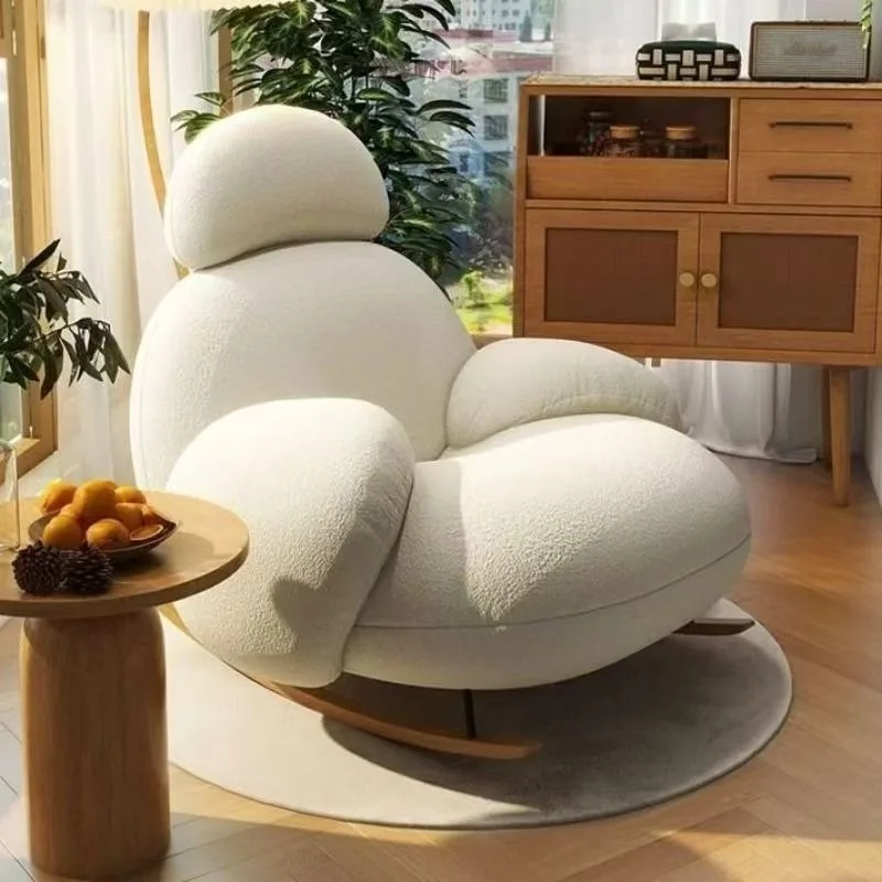 Rocking chair household balcony recliner leisure living room sofa Internet celebrity single sofa Lazy Big whit