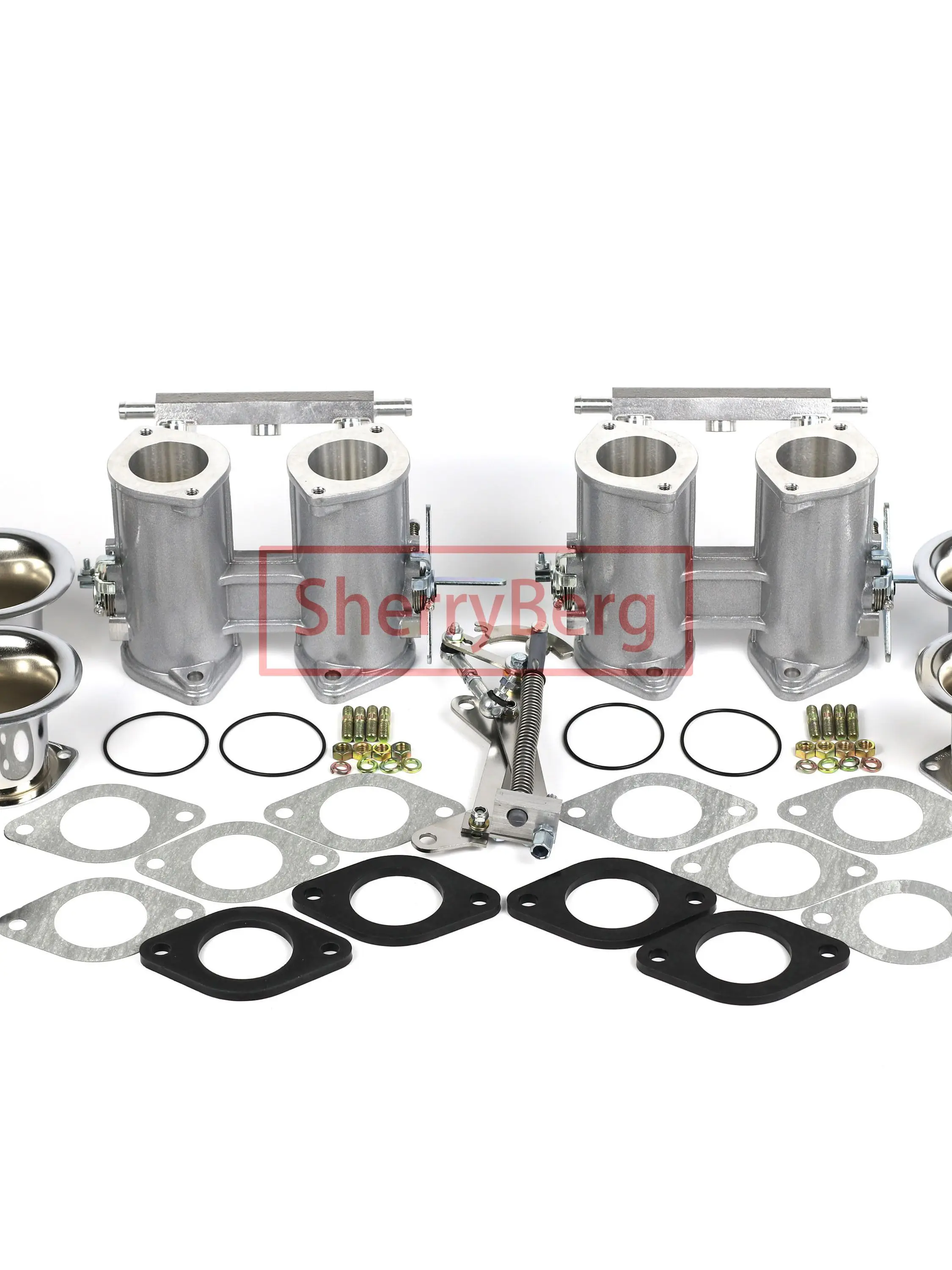 SherryBerg 48Dcoe 48 Dcoe 48mm EMPI Twin TBS حقن الخانق + الربط + العصا + TPS لـ Weber/Dellorto/Solex DCOE/DHLA Carb