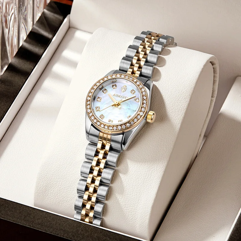 Quartz Movement Precision Steel Band Pearl Colored Shells Dial Sapphire Crystal Glass Lady Watch