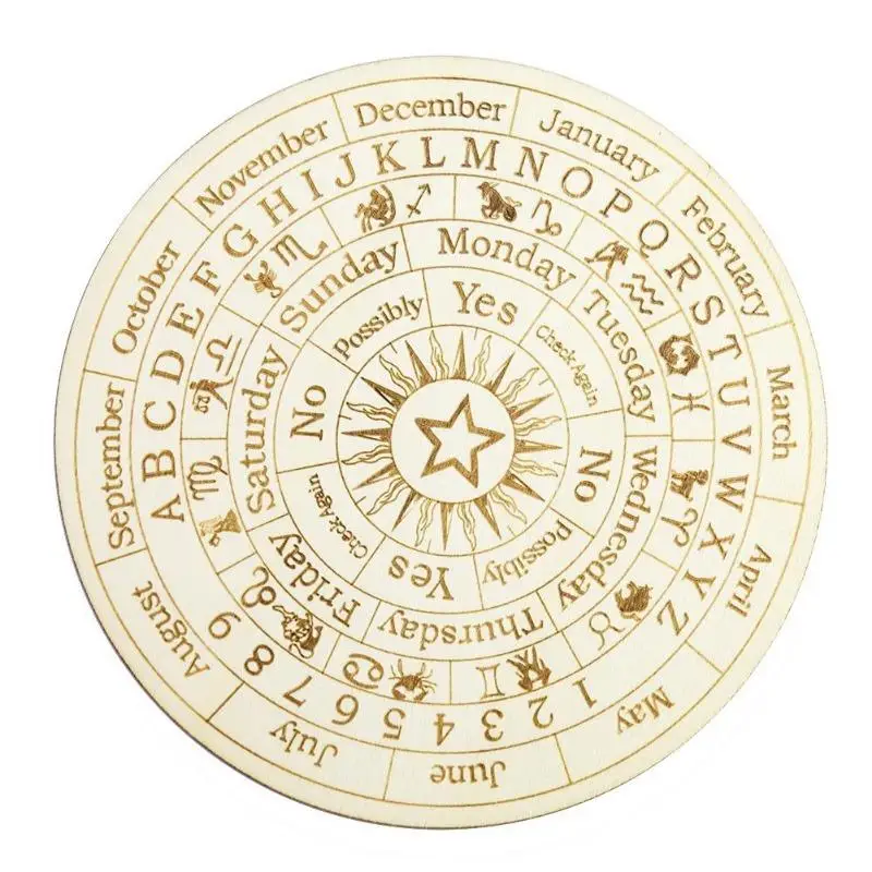 Wooden Pendulum Board Moon Star Divination Energy Carved Plate Healing Meditation Altar Ornament Metaphysical Tool