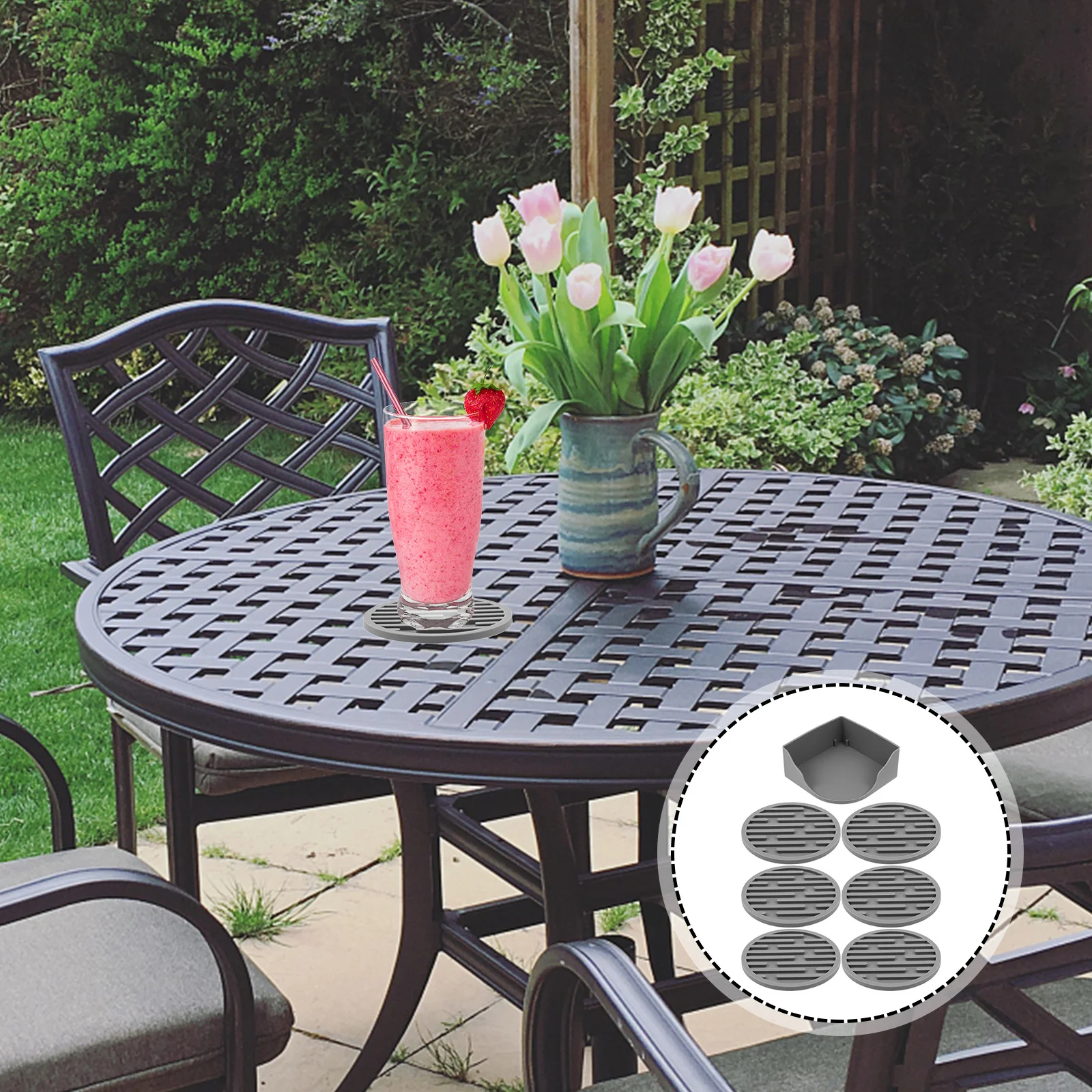 

1Set Silicone Cup Coasters Heat-Resistant Anti-Skid Round Mats Supple Thick Cup Pads for Table Protection Household Decor Gift