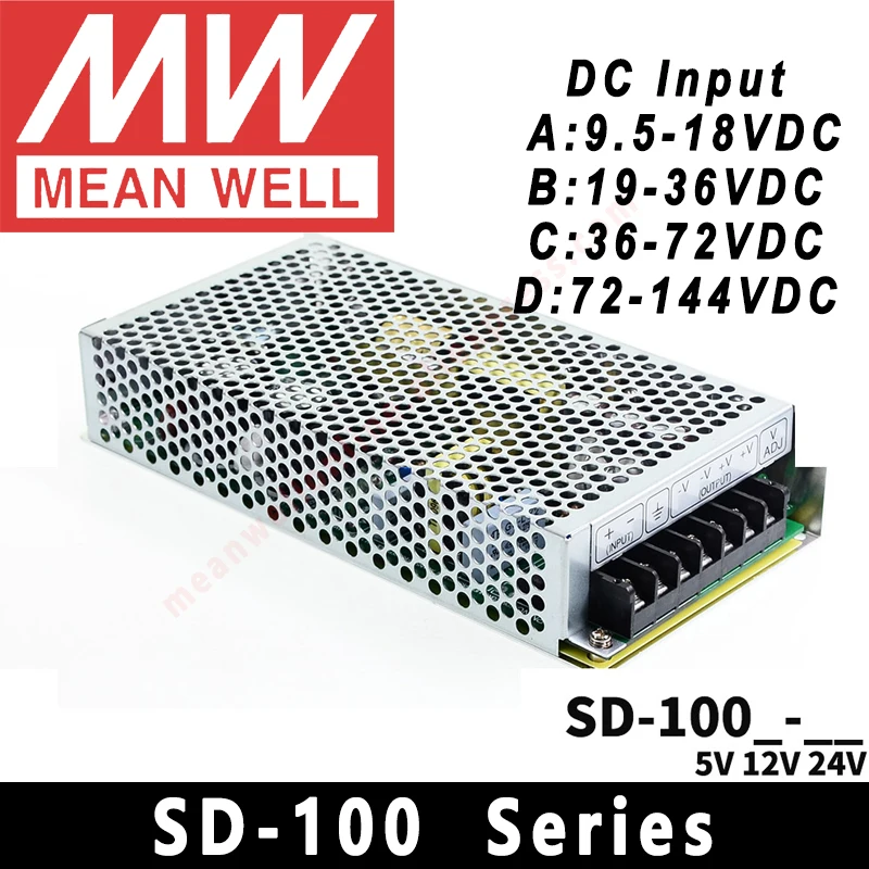 Mean Well SD-100 Series 100W Single Output DC-DC Converter Original SD-100A/B/C/D-5/12/24VDC Power Supply Module
