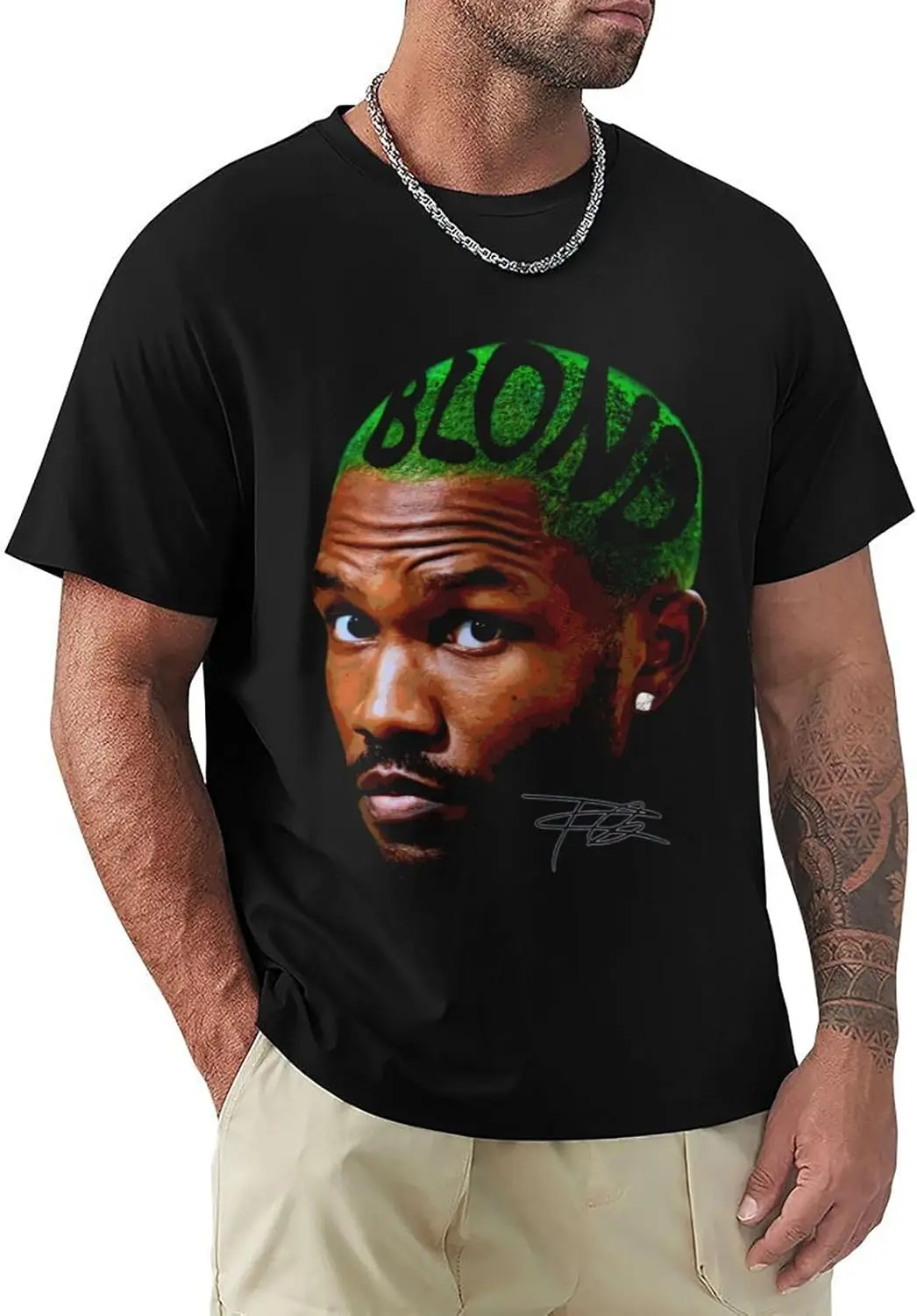 Frank Music Ocean T Shirt Mens Summer Round Neckline Tops Casual Short Sleeve Clothes