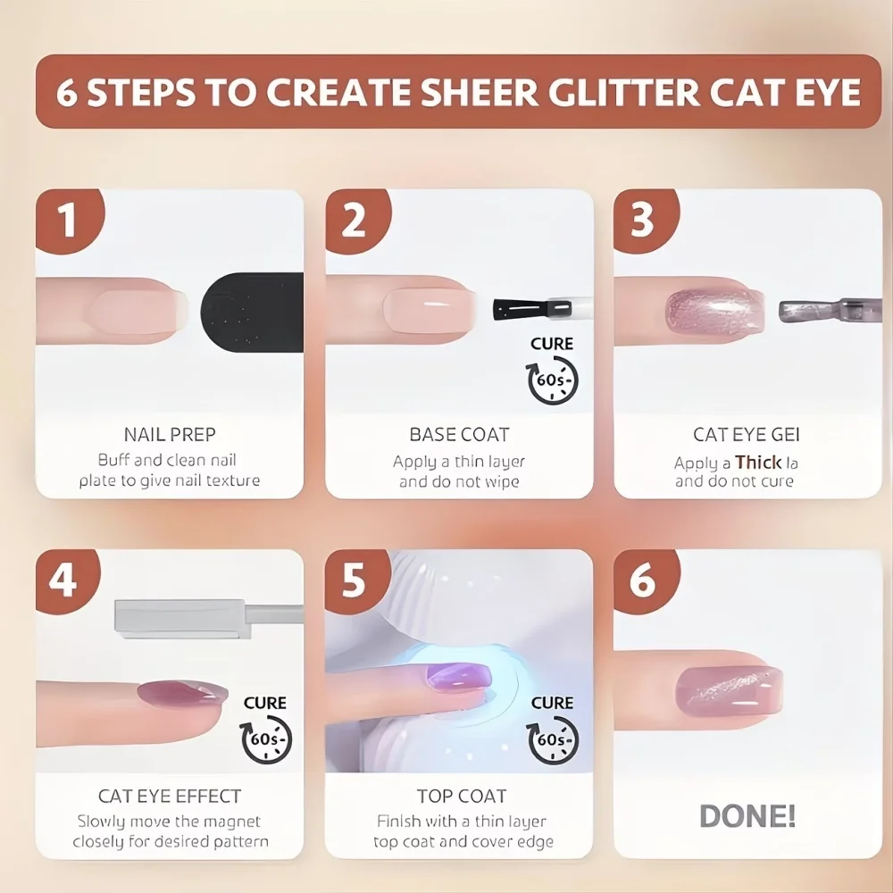Müheloser 15ml Schwarz-Silber Cat-Eye Gel-Nagellack, abziehbarer UV-LED-Magnetgel-Glanz-Nagellack für Salon, Zuhause und DIY, cool und stylisch – Detail 6