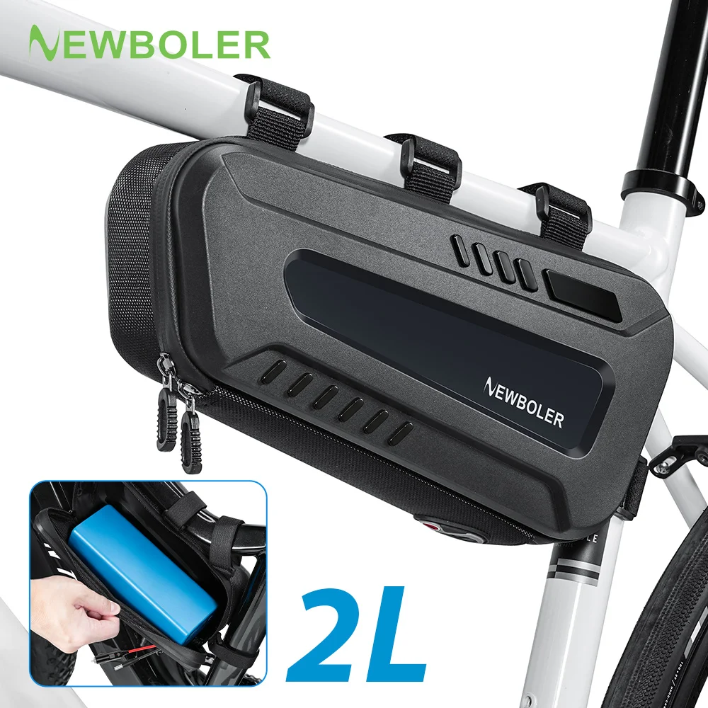 NEWBOLER 2L E-Bike Battery Bag Triangle Pack EVA Waterproof Large Capacity Zipper For Electric Bicycle Bicycle Accessories
