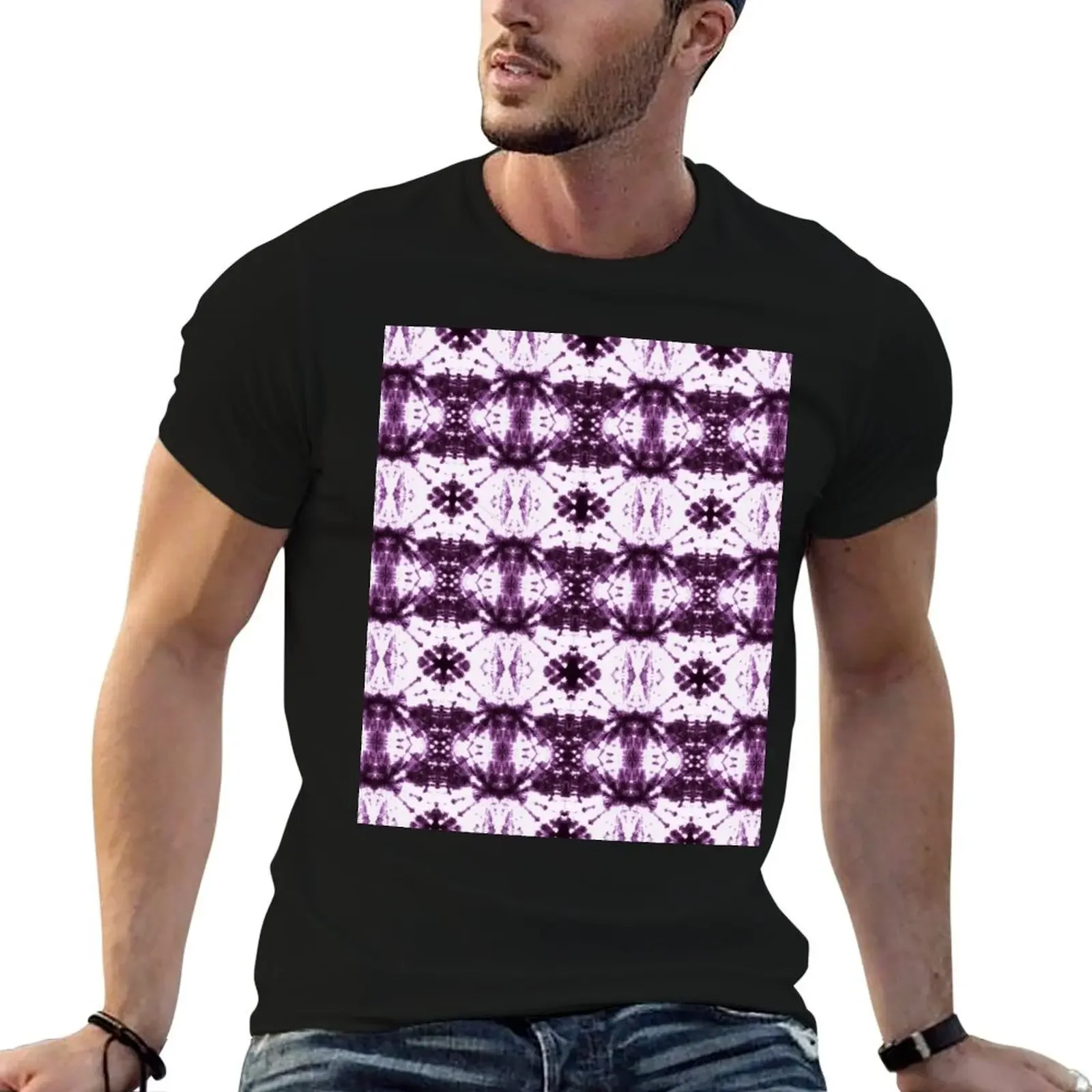 Ikat Shibori Violet T-Shirt custom t shirt tops designer t shirt men