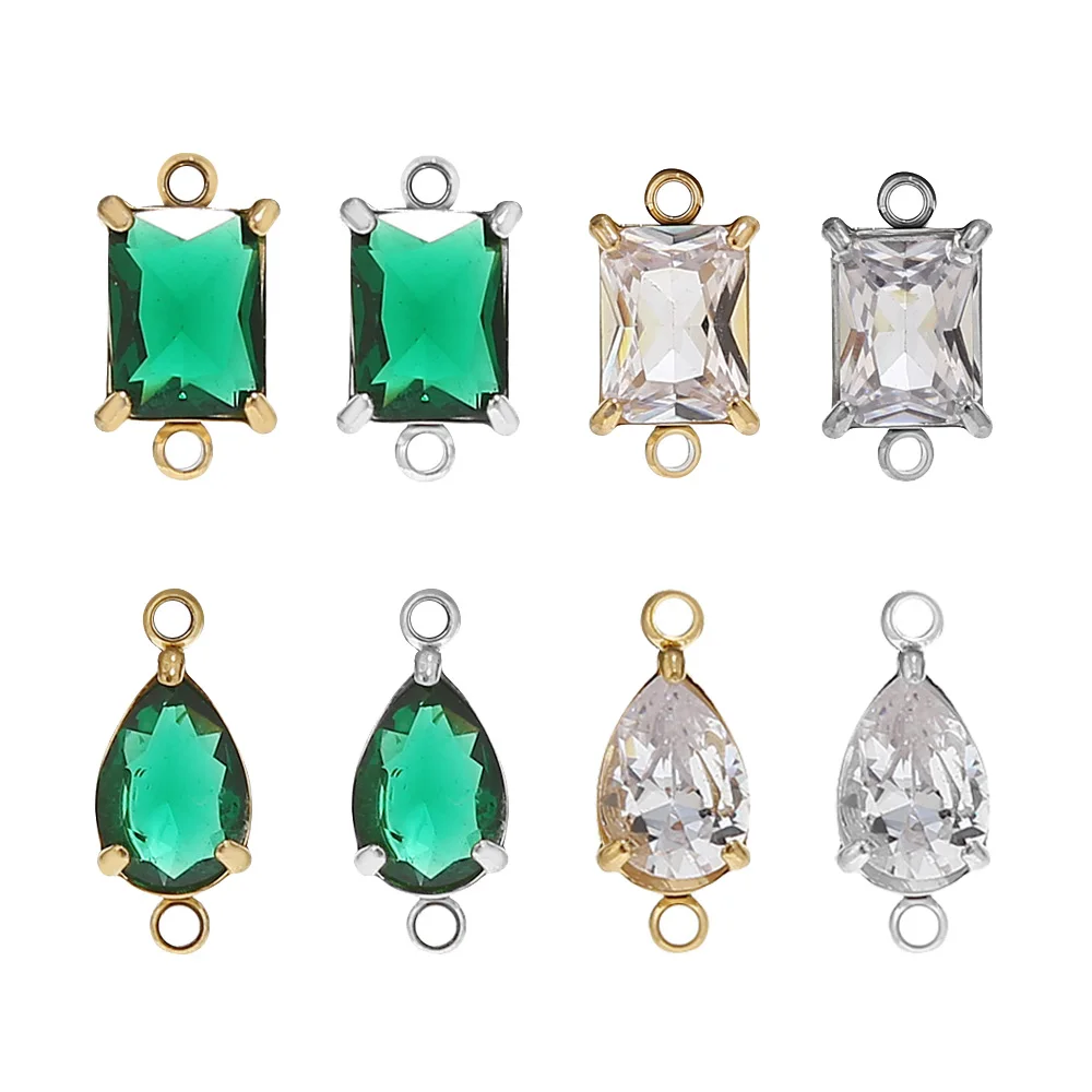 4pcs Stainless Steel Birthstone Charm Connectors For DIY Women Necklace Bracelets Waterproof