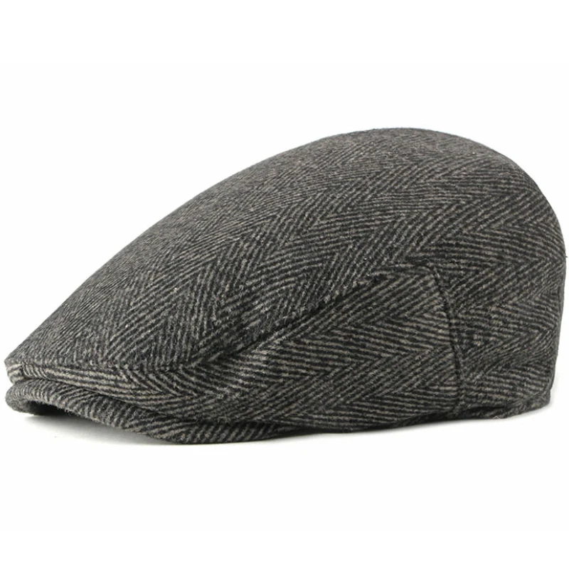 

HT4603 Beret Cap Vintage Striped Autumn Winter Hat Men Women Ivy Flat Cap Retro Artist Painter Beret Hat Male Female Thick Beret