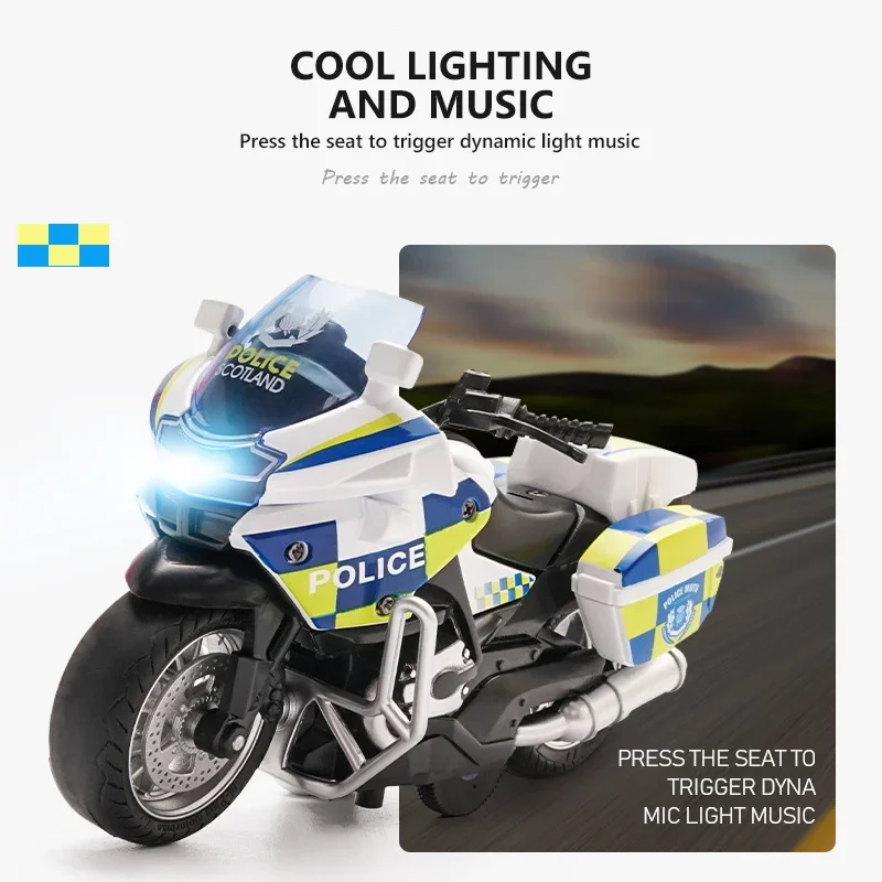 1PC Motorcycle Model Toy Car Montessori Toy Kids Children Alloy Pull Back Cool Model Toys Gifts for Boys light music Christmas