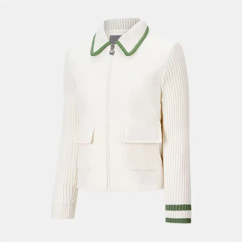 

Knitted patchwork cotton coat female niche 2023 autumn and winter new lapel blazer top tide