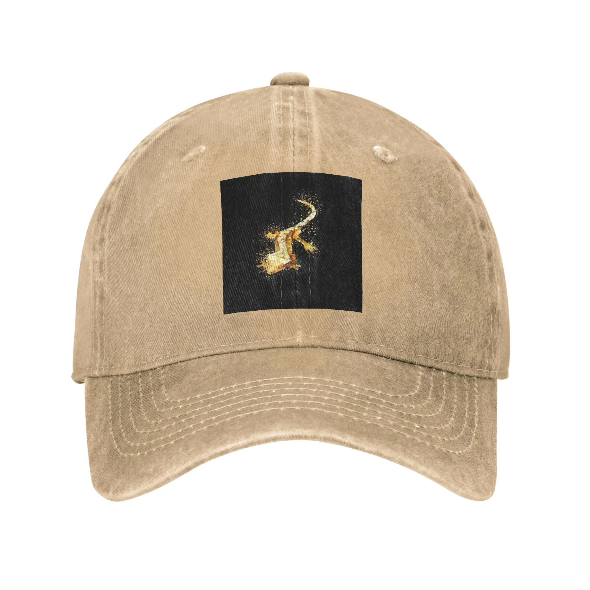 Crested gecko lizard watercolors Washed Denim Cap Casual Baseball Caps Adjustable Hat Summer Unisex Baseball Hats