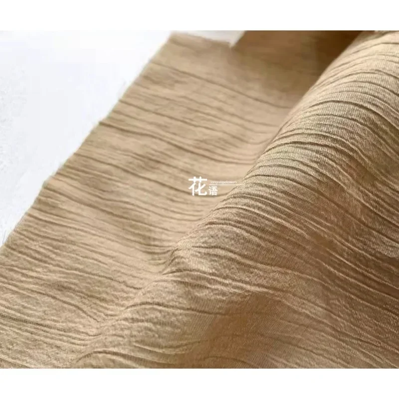 

Шифоновая ткань, прозрачная плиссированная тюль цвета шампанского, дизайнерская одежда Hanfu, ткань для шитья, ткань «сделай сам», вискоза, нейлоновый материал