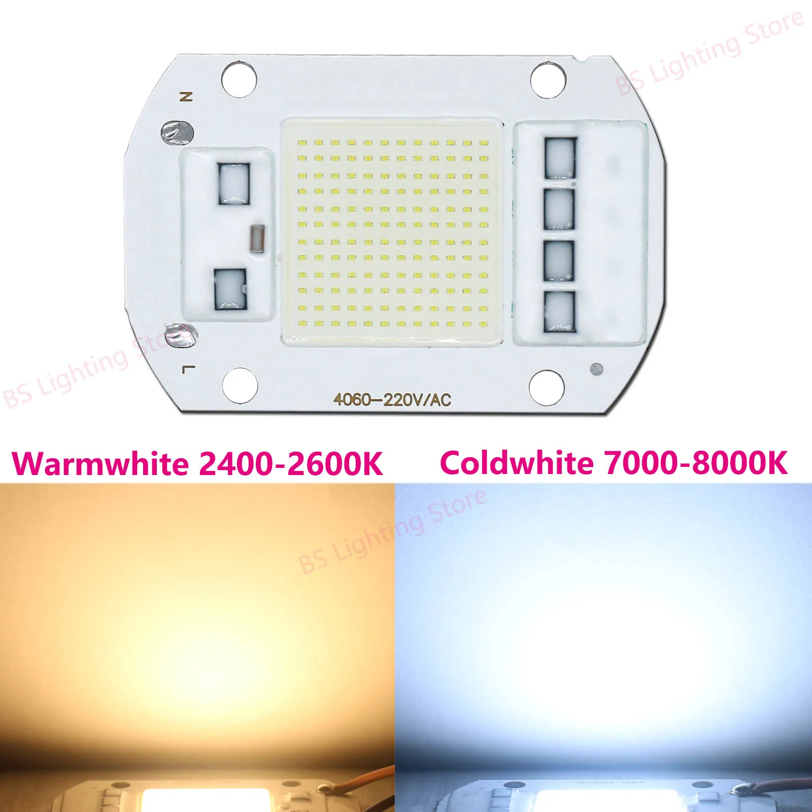 New Type LED COB Chip CSP 50w led bulb High Power 60*40mm led bulbs Lamp 220V LED matrix For LED Outdoor FloodLight Bulb 7000K