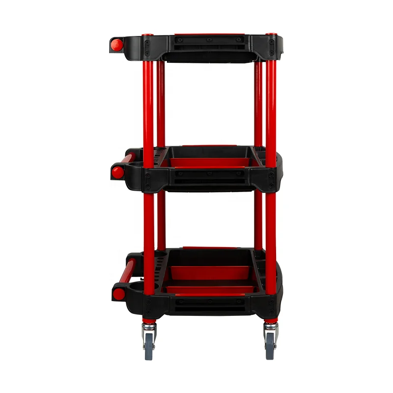 car-detailing-tool-cart-storage-cart-with-handel-and-wheels-plastic-rolling-trolley-workshop-cart