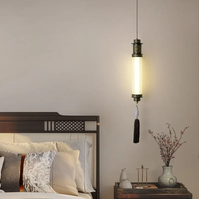 

New European Style All Copper Wall Lamp Creative Living Room Background Wall Aisle Bedside Lamp with Wire Pendant Light