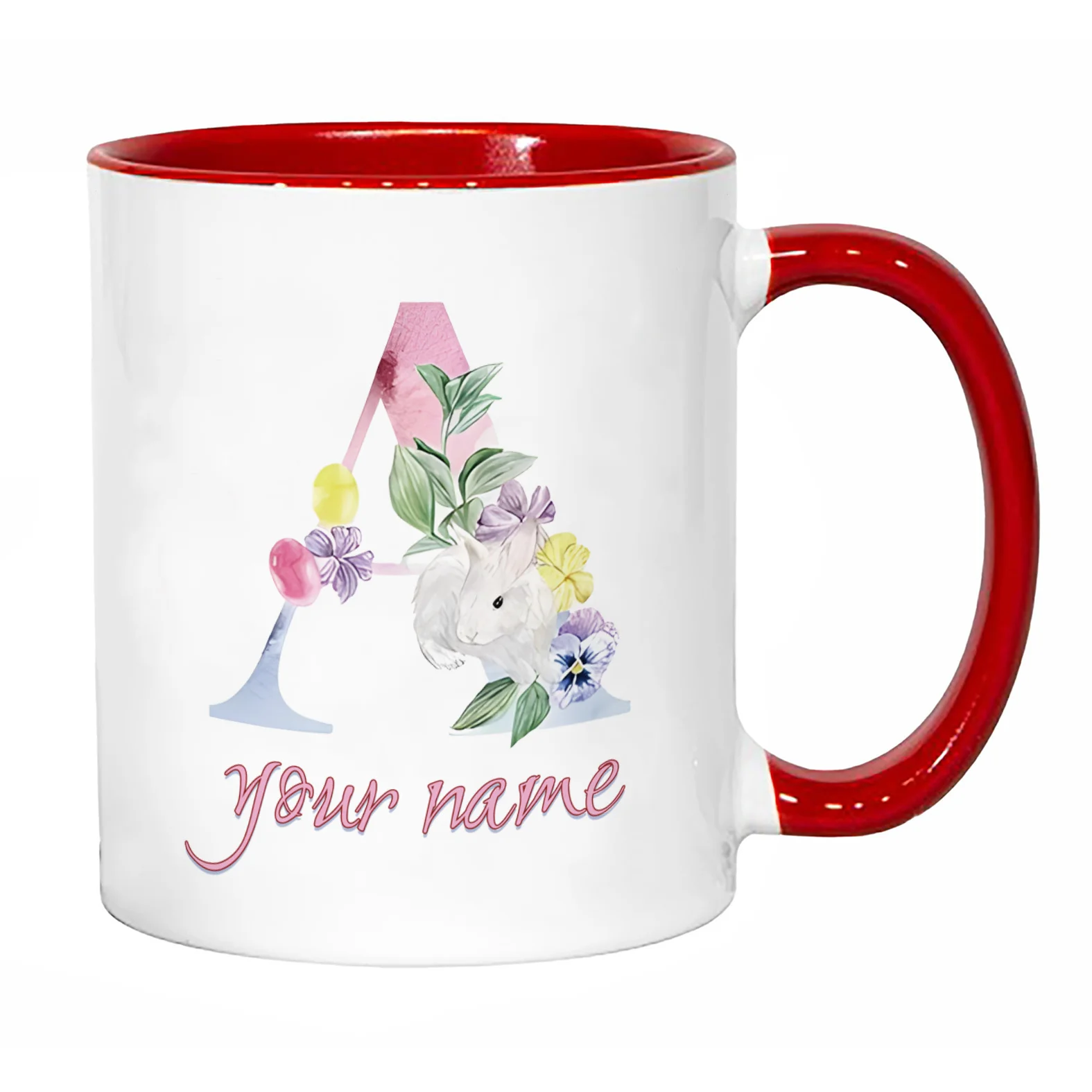 Custom 26 Letter 7 Color Ceramic Mug 11oz 325ml Watercolor Flower Animal Alphabet Pattern Microwave Safe Personalized Birthday G