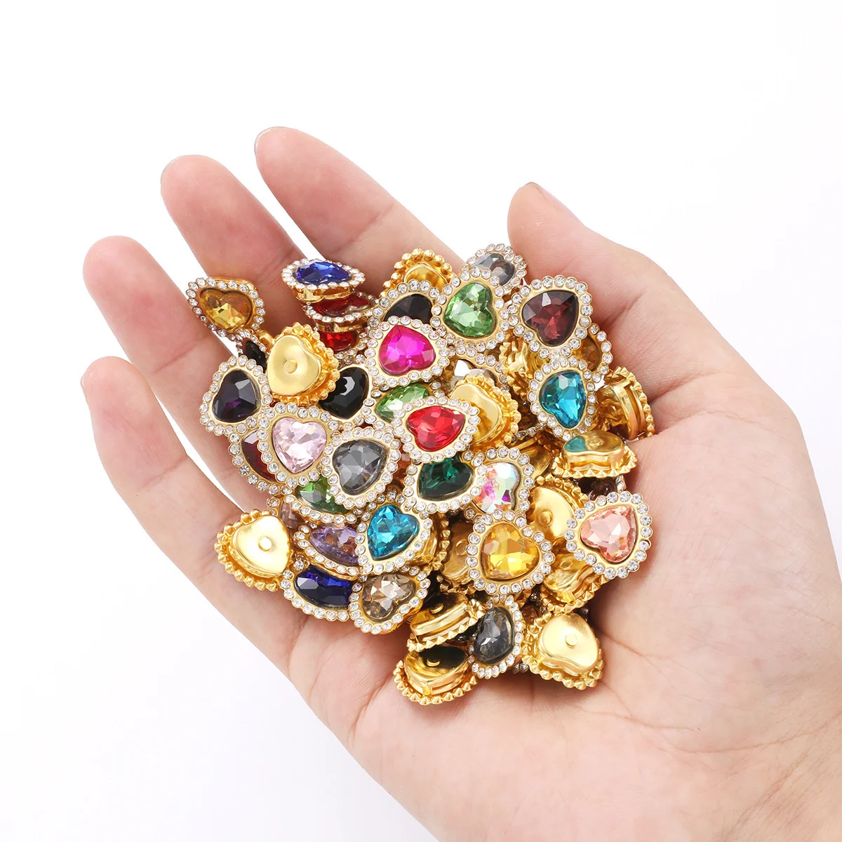 

Heart Shape Acrylic Rhinestones With Claw Sew On Crystal Stone Metal Base Buckle For Clothes Strass Diamond Sewn Rhinestones